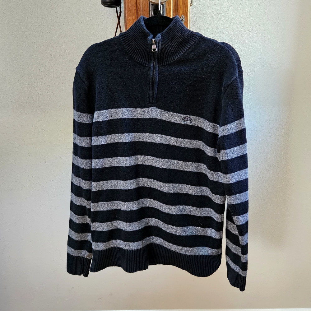 American Rag Black and Gray Half Zip Up Sweater